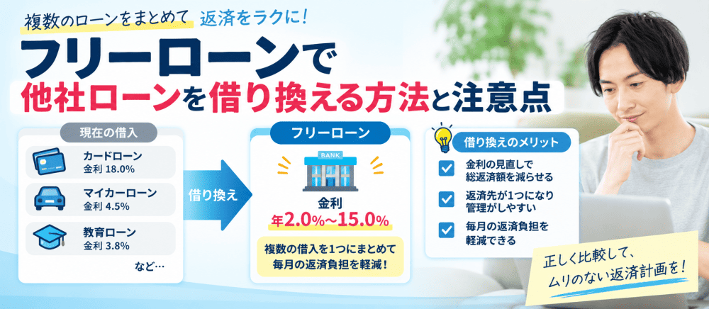 フリーローンで借り換える方法のイラスト画像