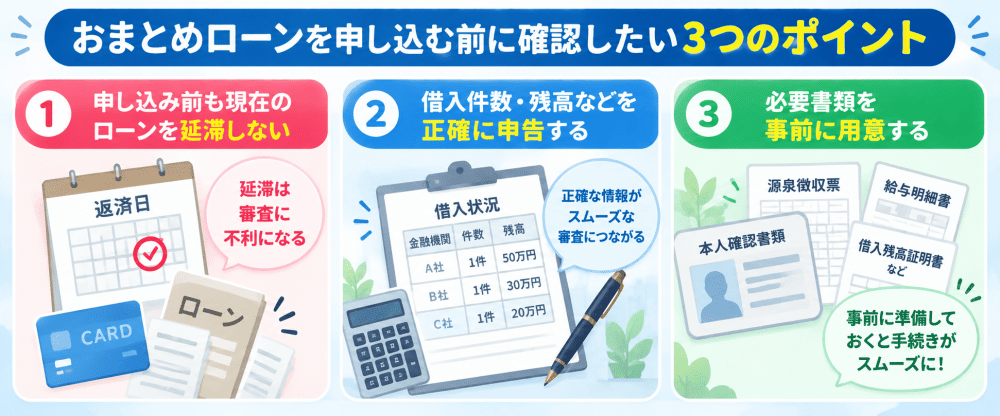 おまとめローン申し込み前のポイント